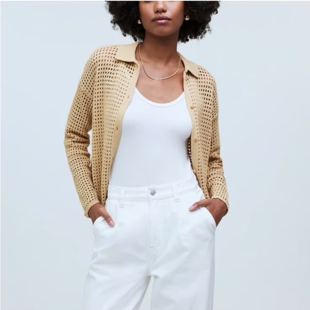 Madewell Tan Open-Knit Cardigan